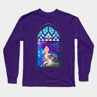 Fairy with owl in gothic window. Long Sleeve T-Shirt